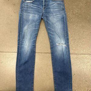 G Star Raw 3301 Slim Straight Mens 30x32 Blue Denim Jeans Button Fly
